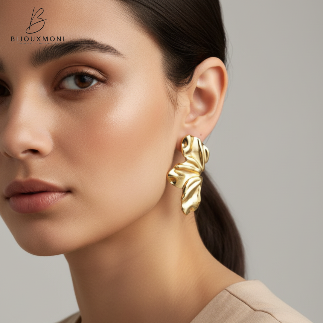 Golden Wave Sculptural Earrings