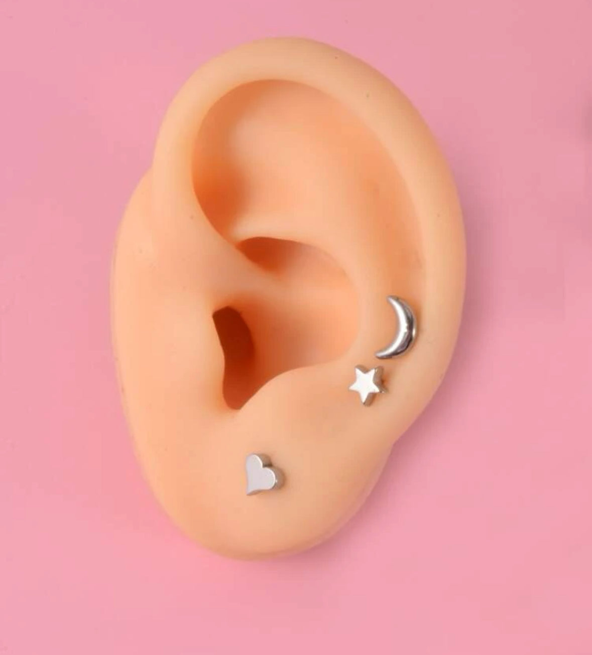 3 pcs Moon & Star Studs