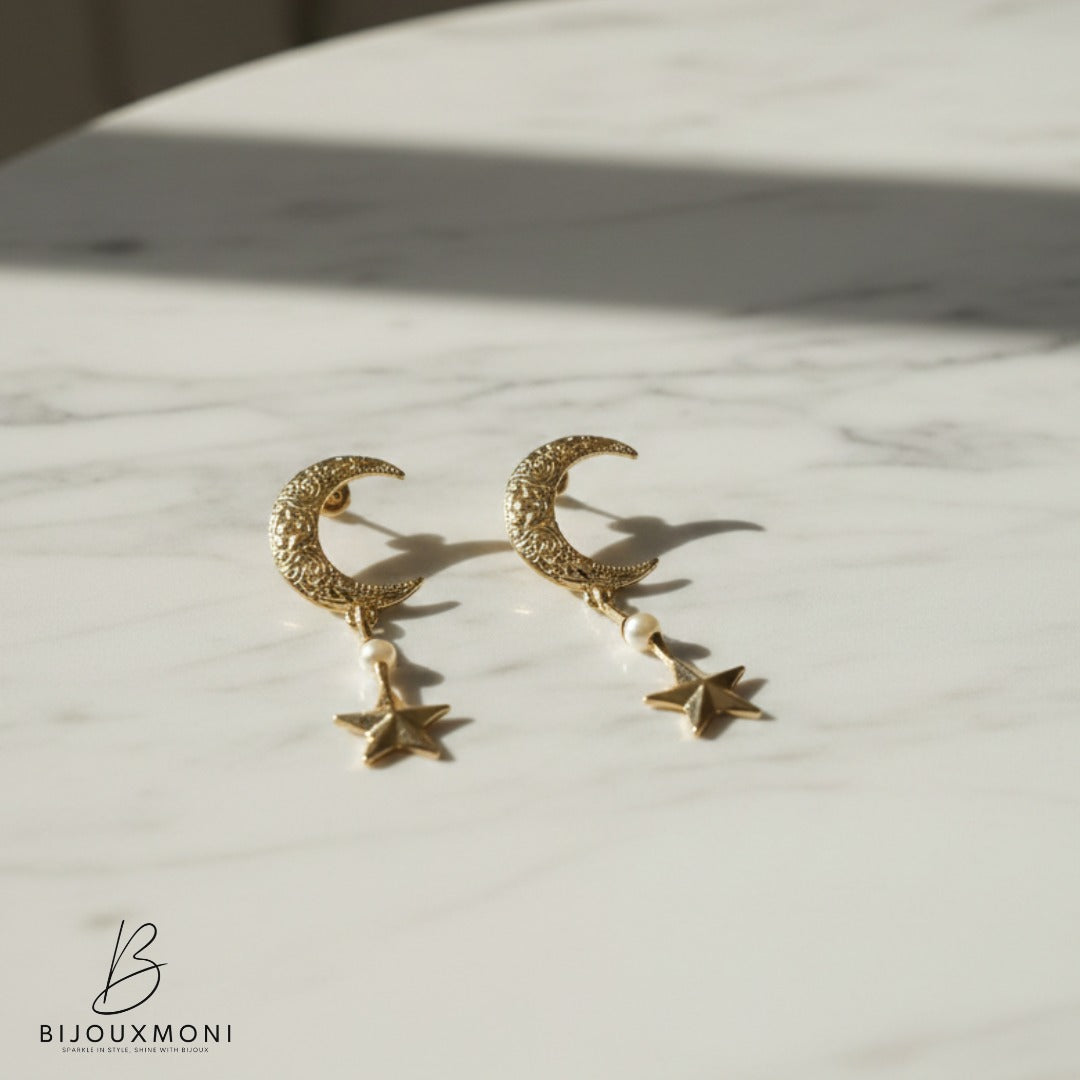 Moon Star Stud Earrings