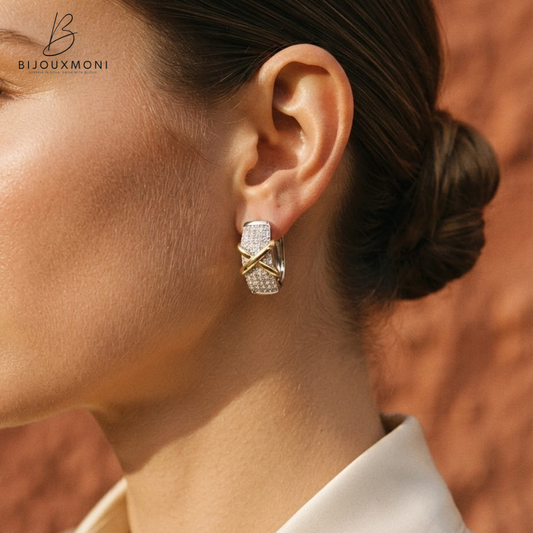 CROCE – Two-Tone Pavé Huggie Earrings