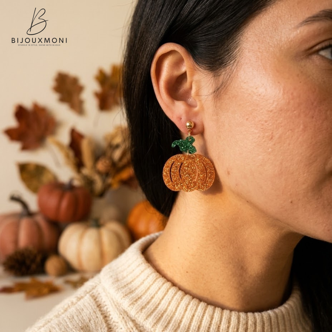 Glitter Pumpkin Earrings