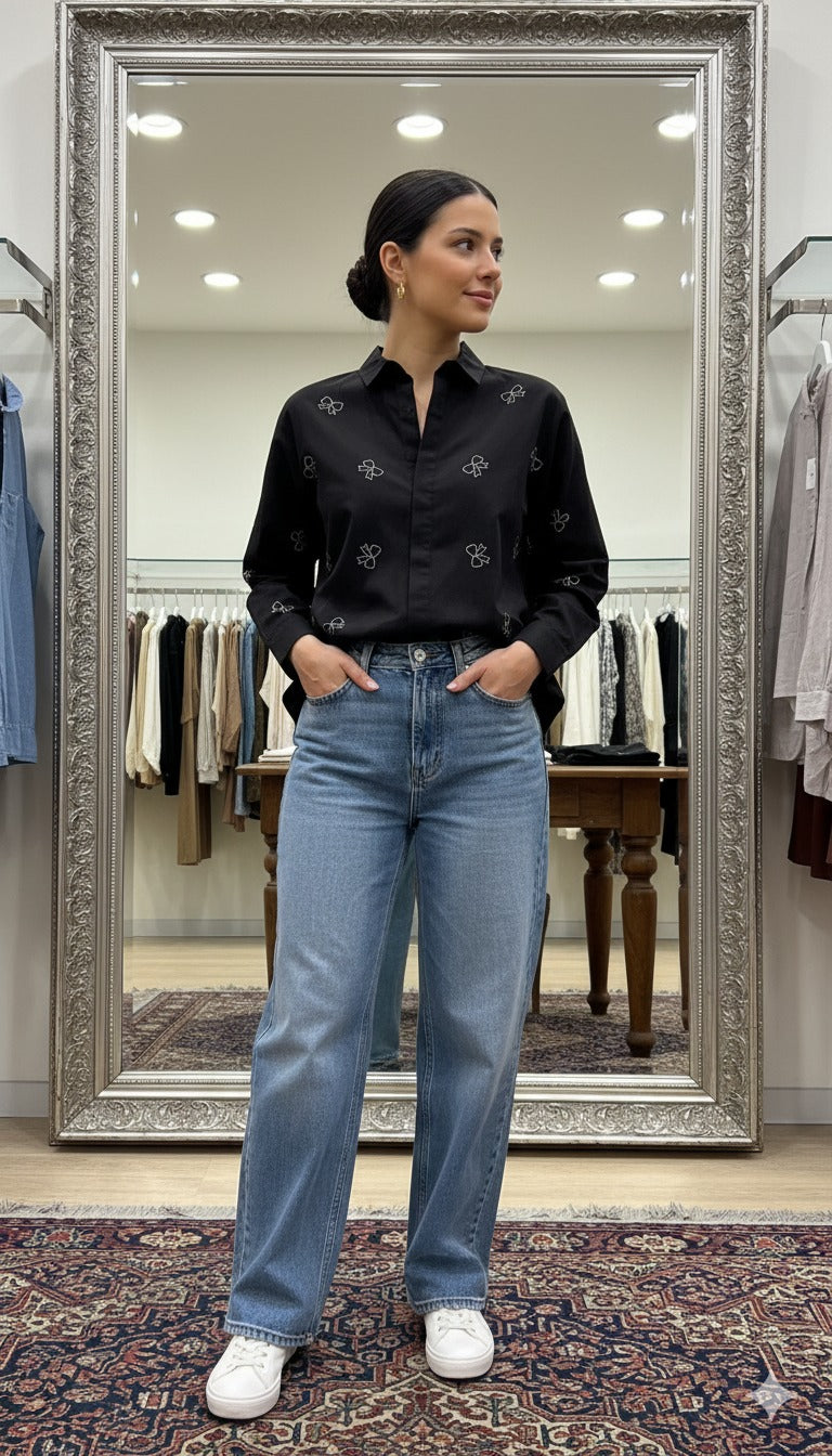 Black Ribbon Shirt