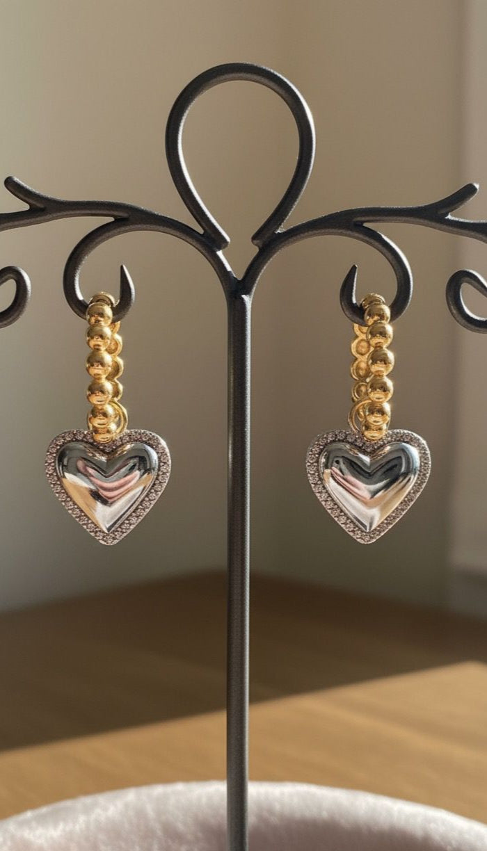 Golden Glow Hearts Earrings
