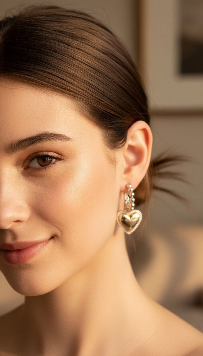 Golden Glow Hearts Earrings