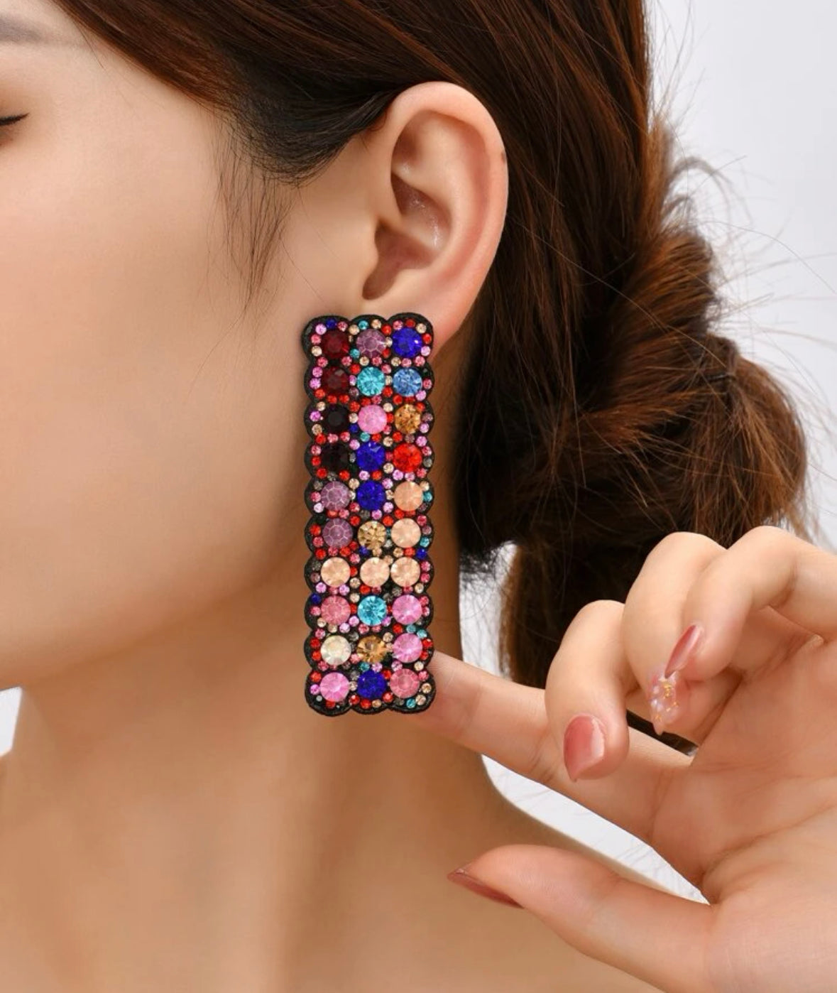 Colored Rhinestone Earrings