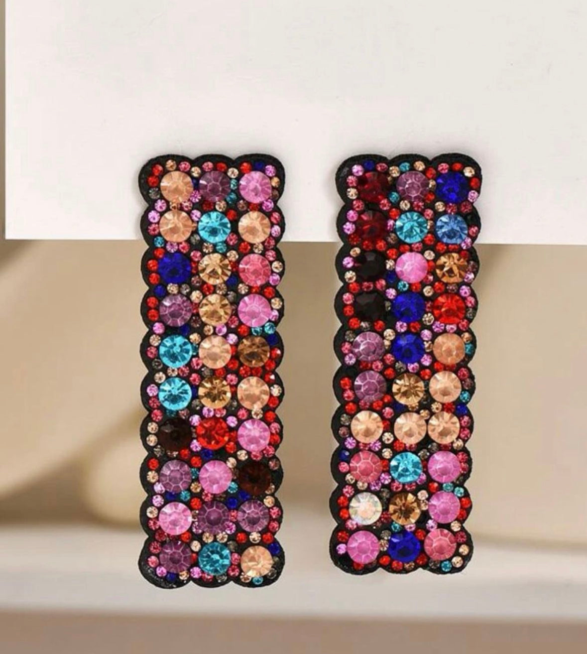 Colored Rhinestone Earrings