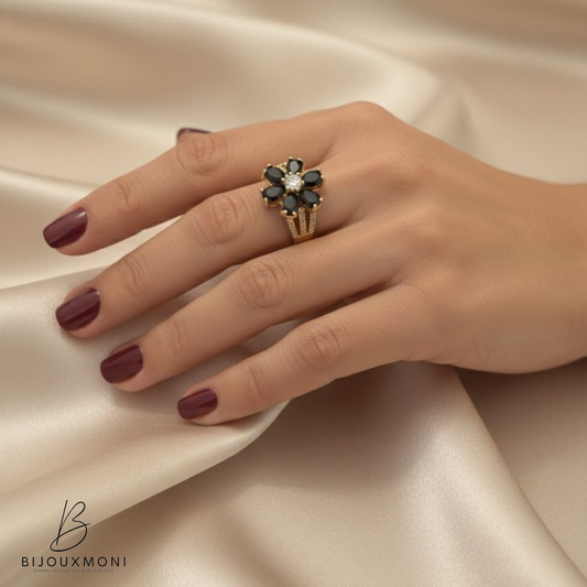 Black Flower Ring