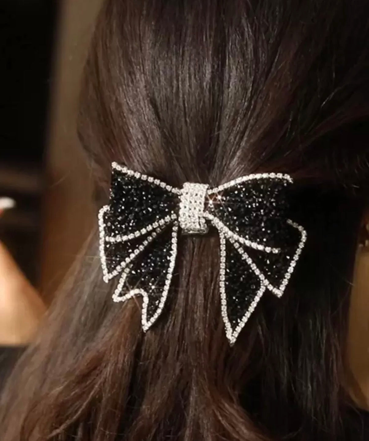 Black Rhinestone Bow