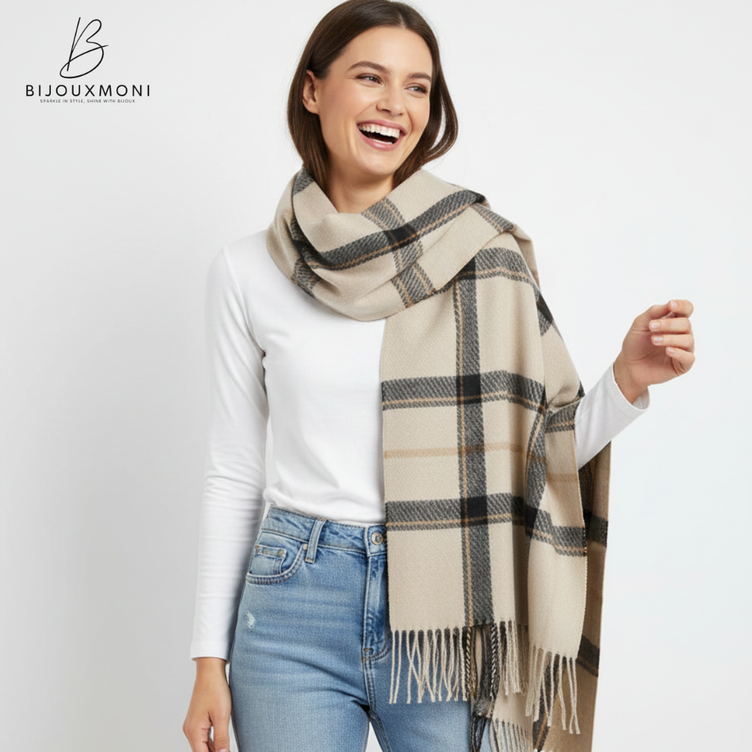 Striped Fringe Scarf