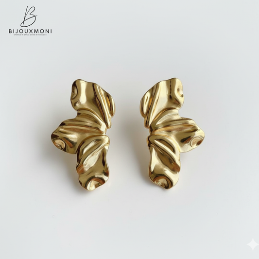 Golden Wave Sculptural Earrings