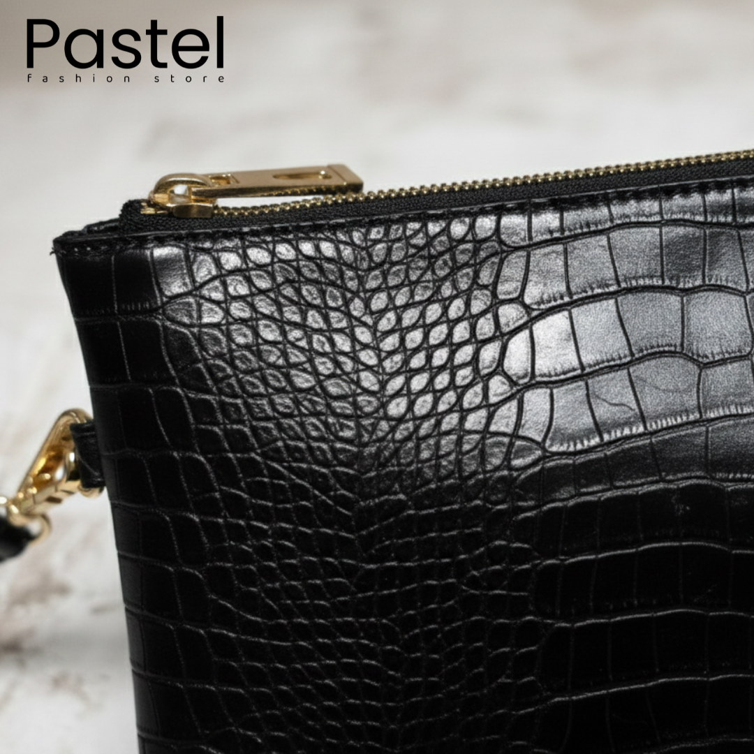 NOIR CROC Wristlet Clutch