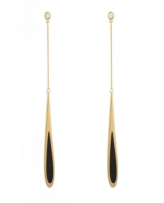 Black Tear Tassel Earrings