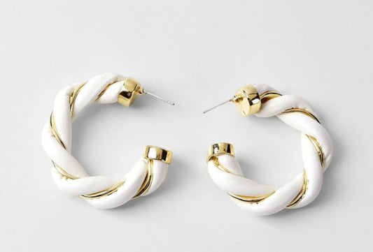 Leather Twist Hoop Earrings