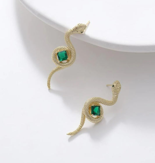 Green Serpent Earrings