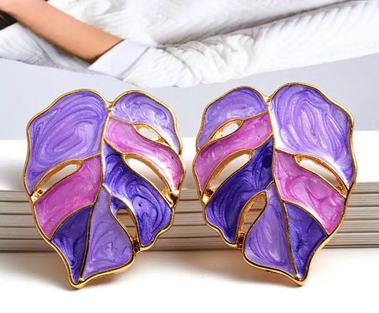 Purple Leaf Earrings