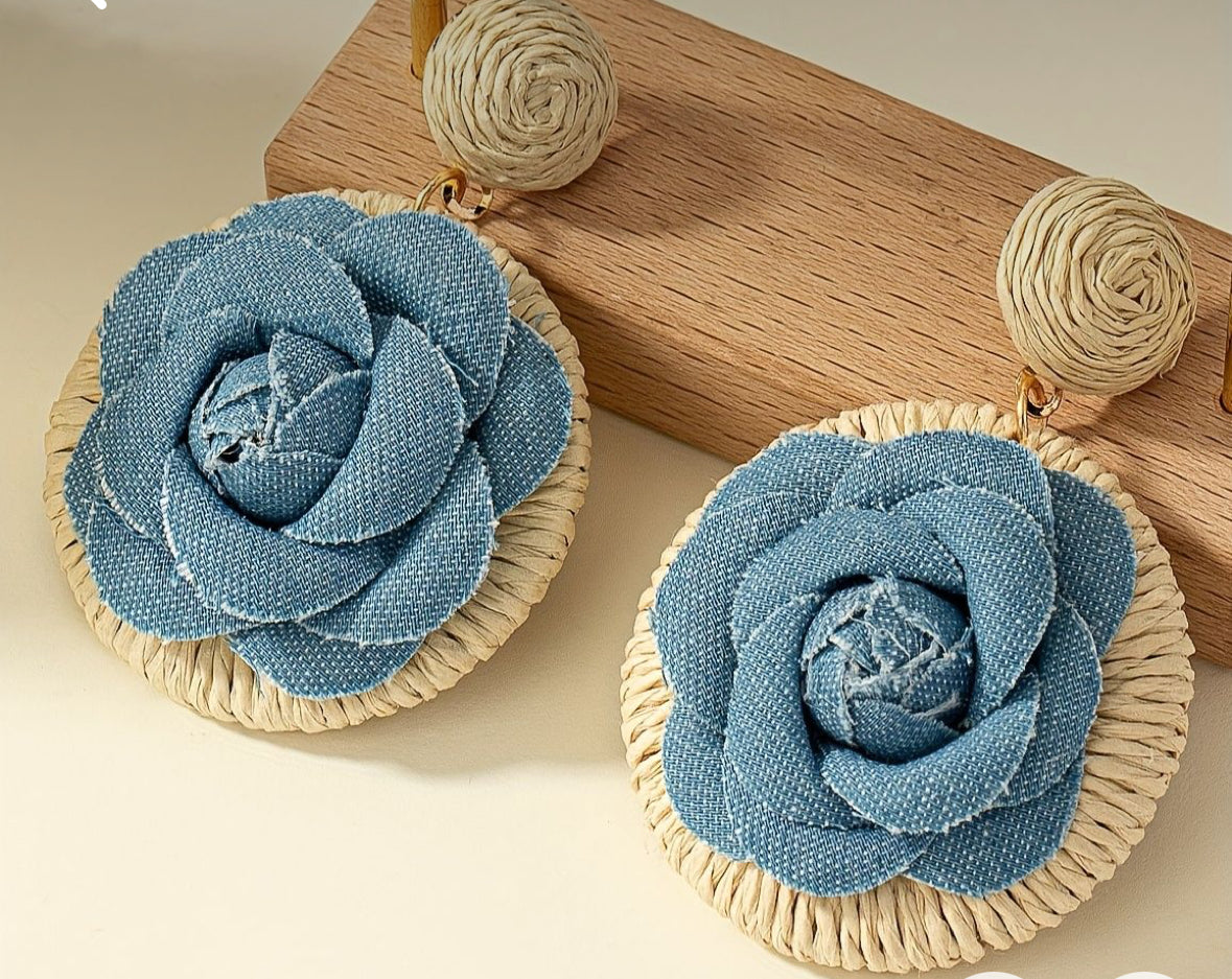 Flower Denim Earrings