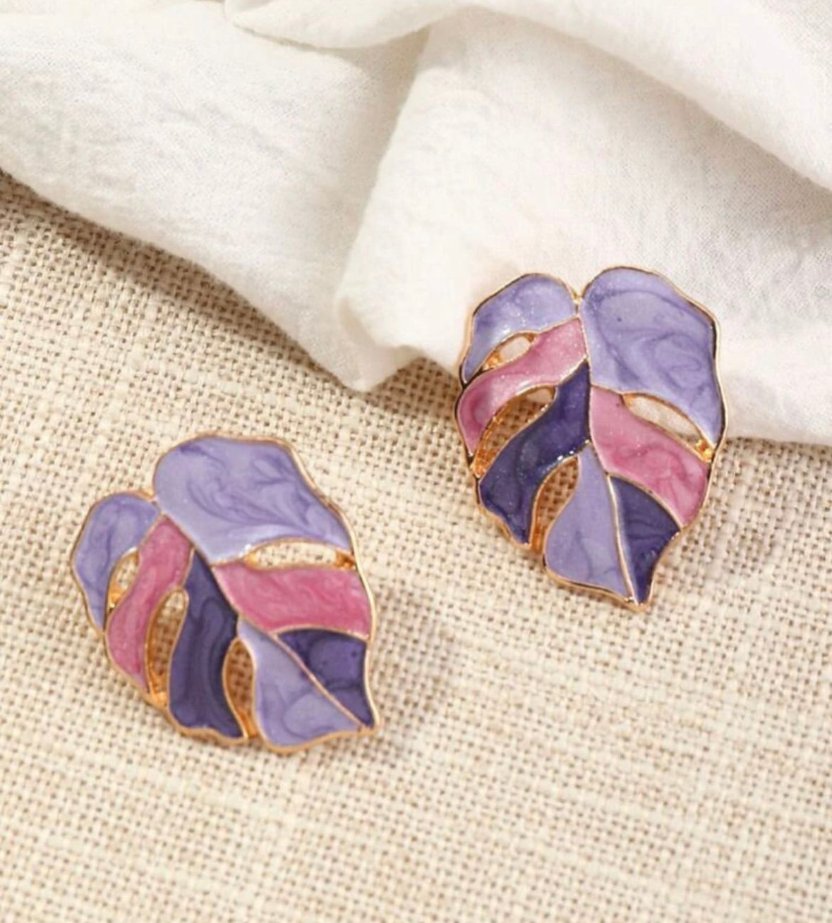 Purple Leaf Earrings