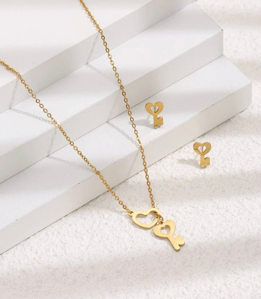3pcs Heart & key Set
