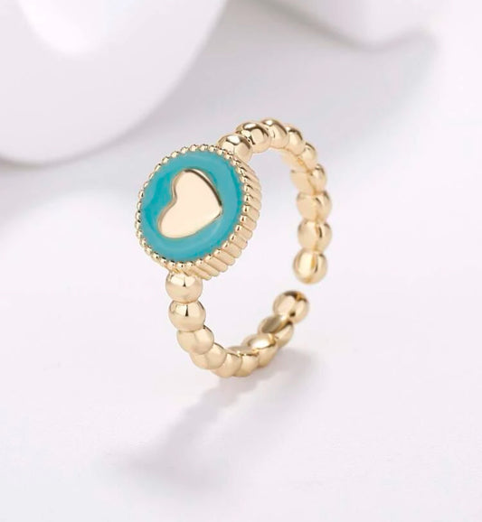 Blue Heart Cuff Ring