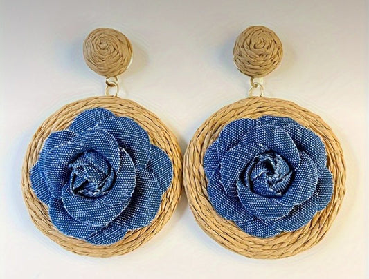 Flower Denim Earrings