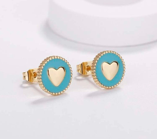 Turquoise Heart Studs