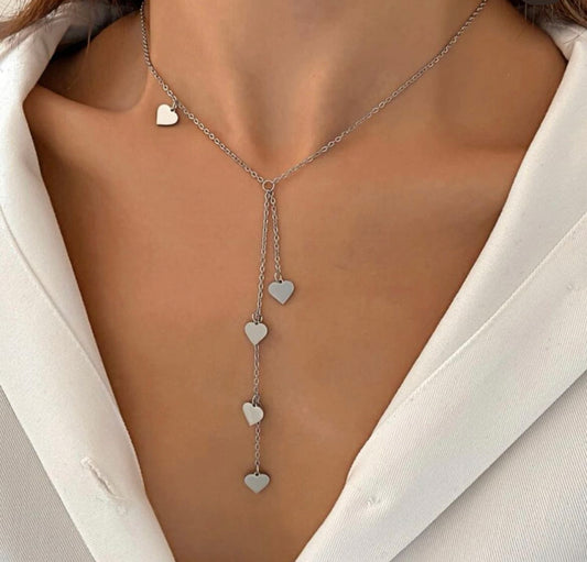 Heart Charm Y Lariat Necklace