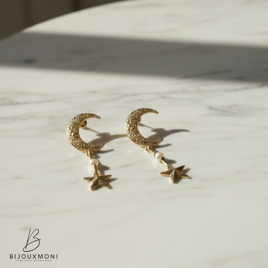 Moon Star Stud Earrings