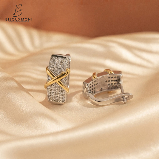 CROCE – Two-Tone Pavé Huggie Earrings