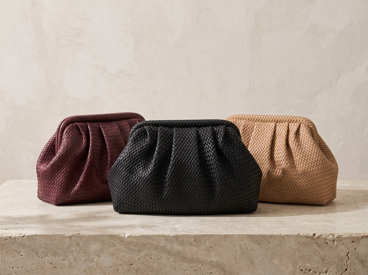 DRAPÉ Pleated Woven Clutch