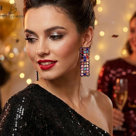 Colored Rhinestone Earrings