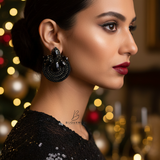 Black Rhinestone Stud Earrings