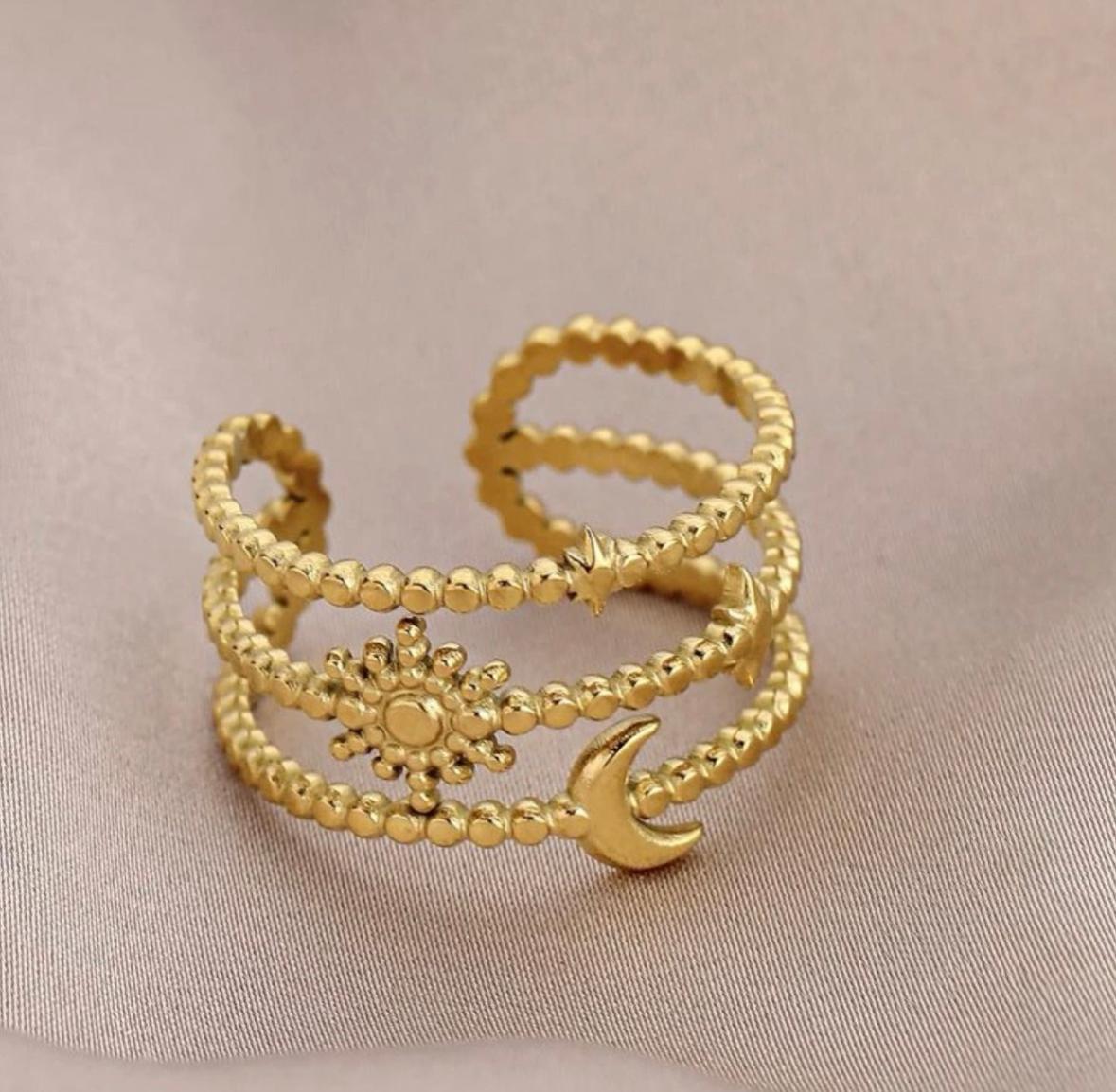 Moon & Star Ring