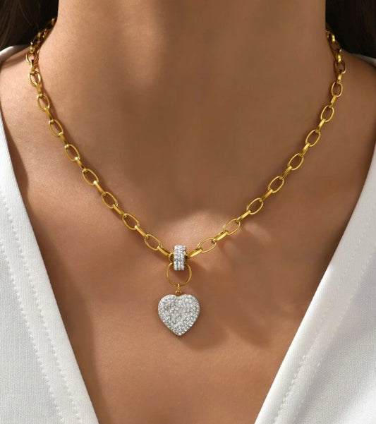 White Heart Pendant Necklace