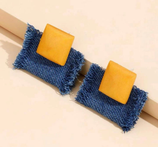 Denim Stud Earrings
