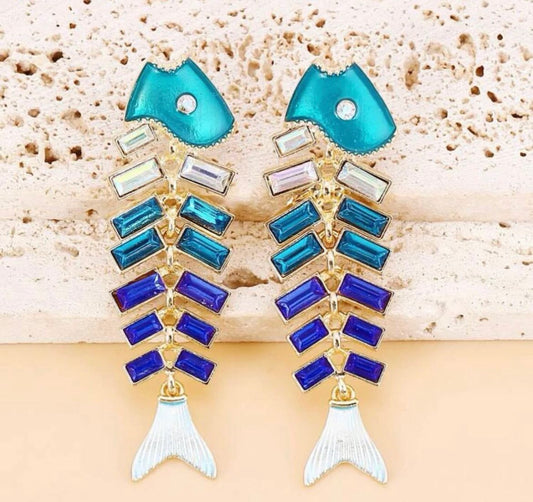 Fishy Rhinestone Earrings