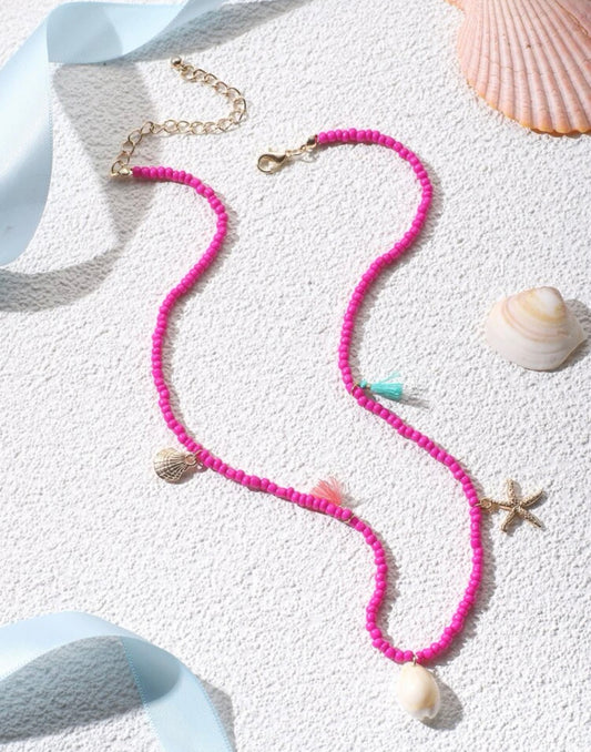 Shell & Tassel Charm Necklace