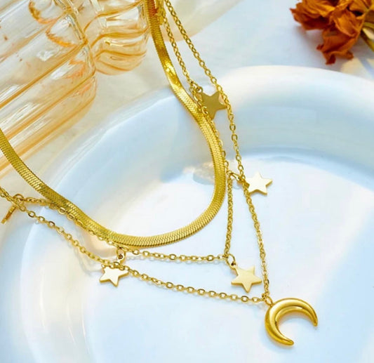 Star & Moon Layered Necklace
