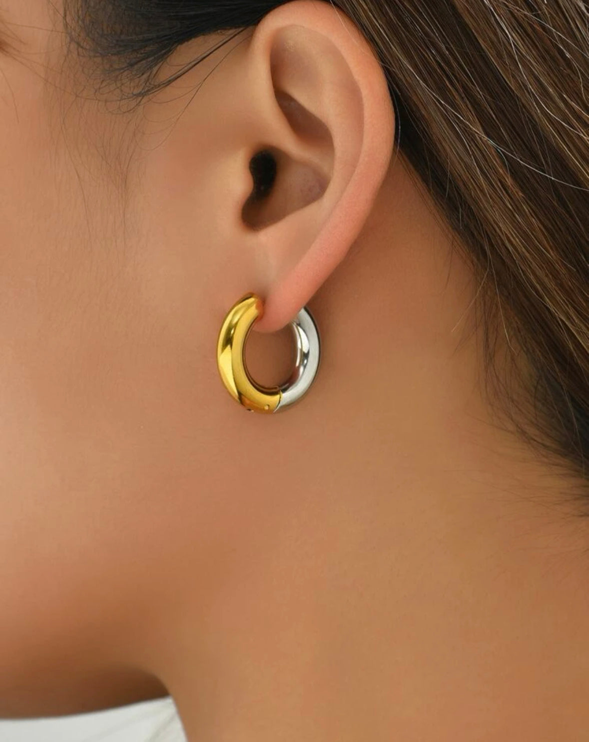 Two-Tone Hoop Earrings