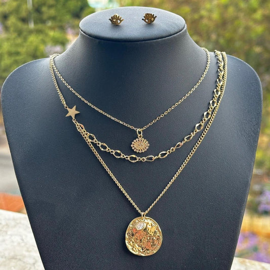 Layered Chain Set with Earrings