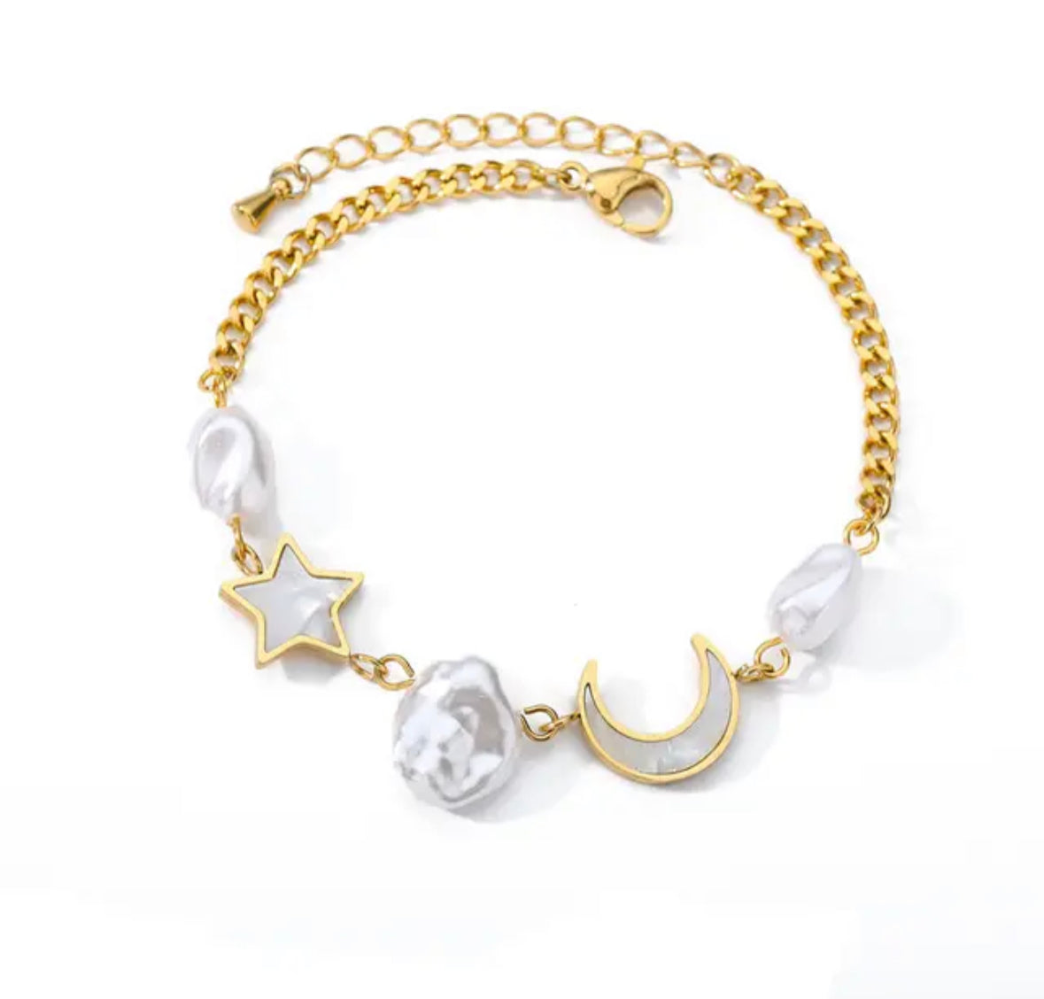 Moon & Star Pearl Bracelet