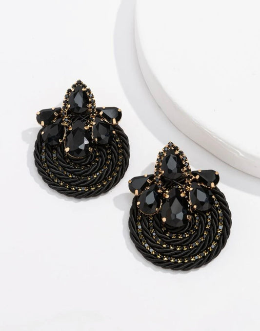 Black Rhinestone Stud Earrings