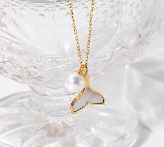 White Mermaid Tail Necklace