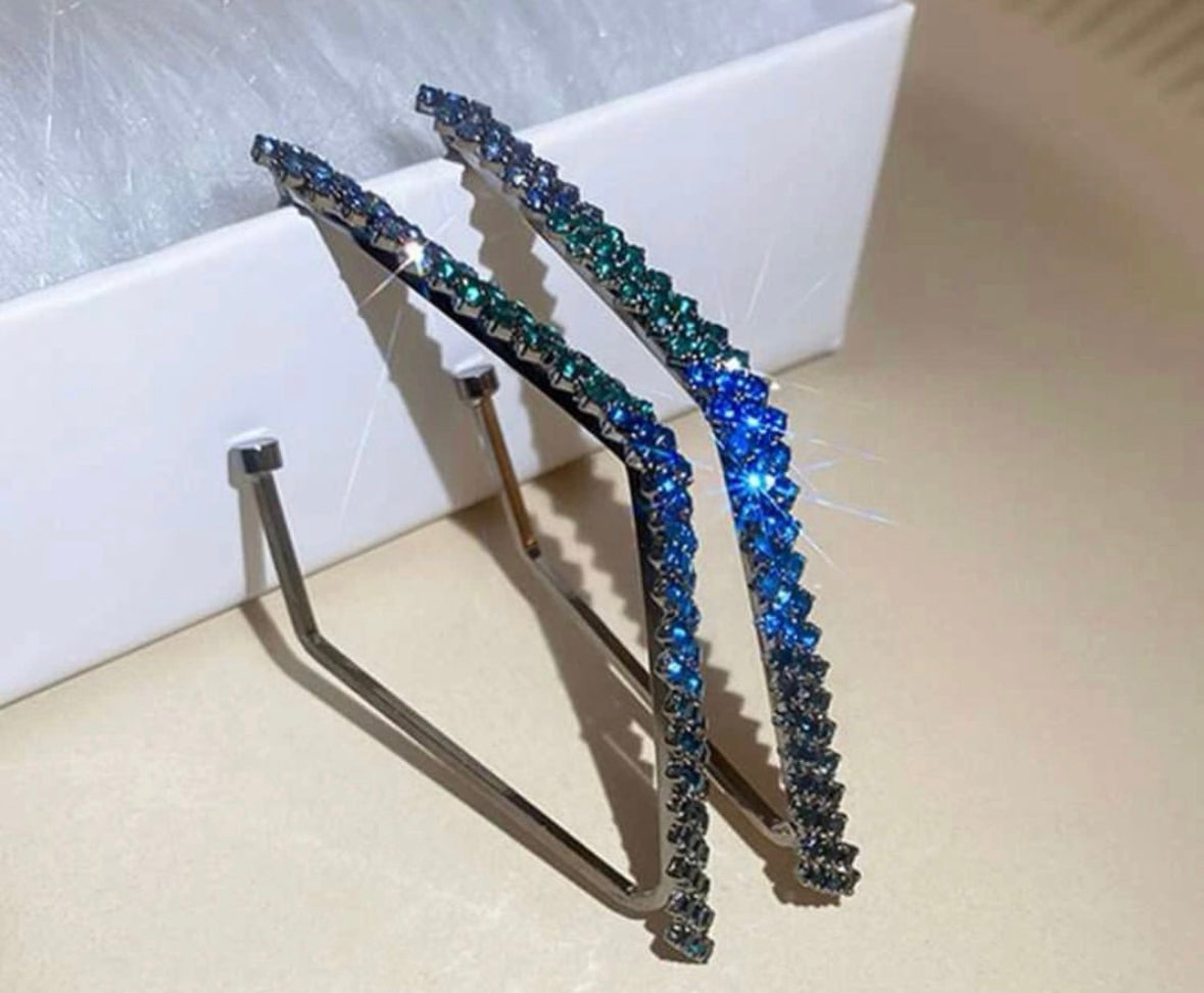 Rhinestone Square Hoop Earrings