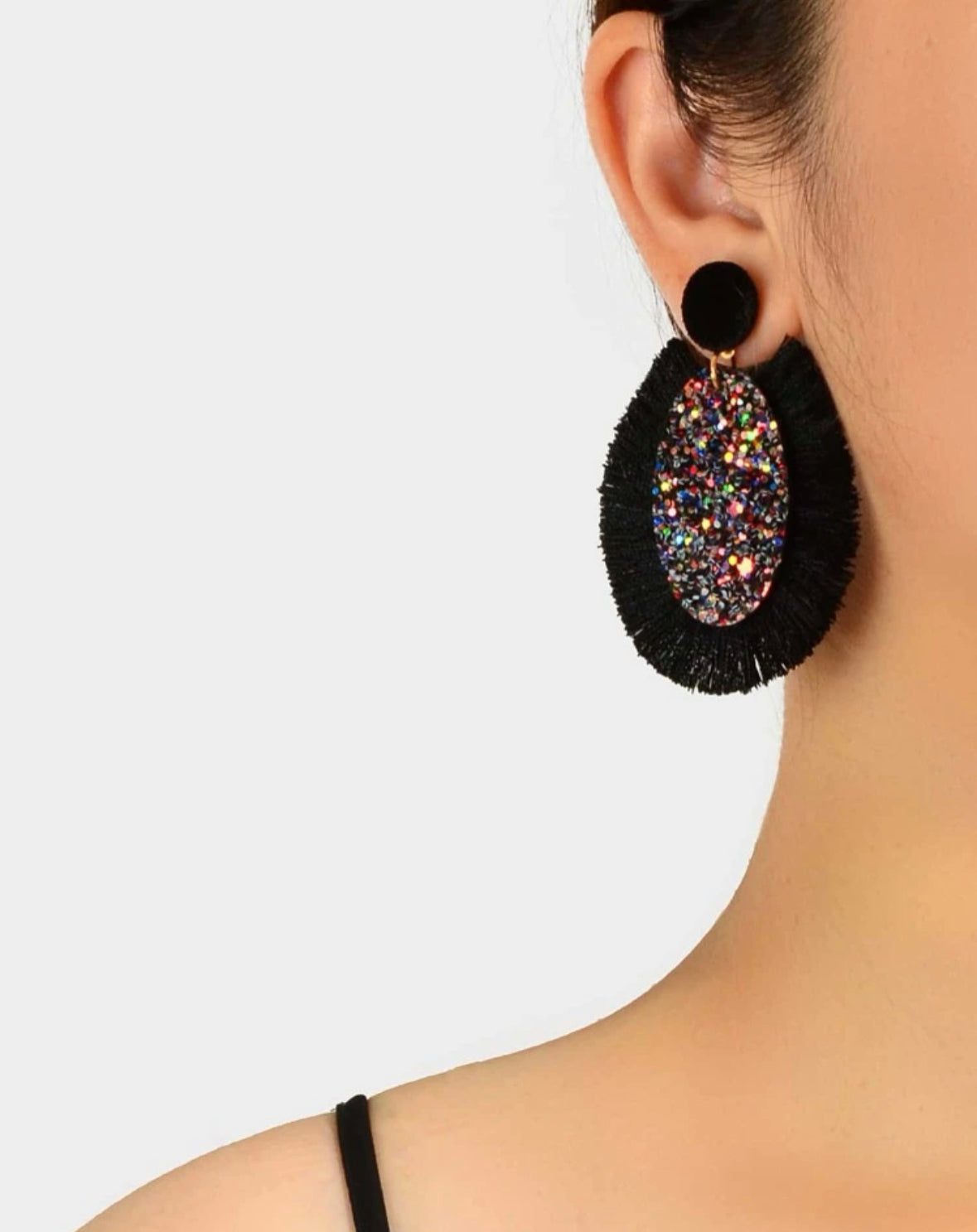 Glitter Black Earrings