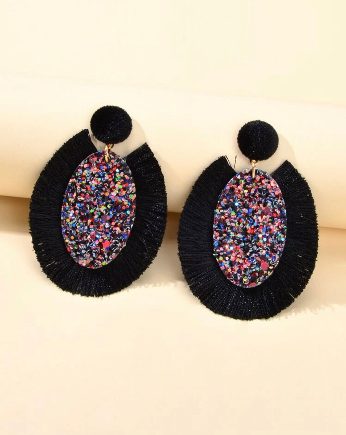 Glitter Black Earrings