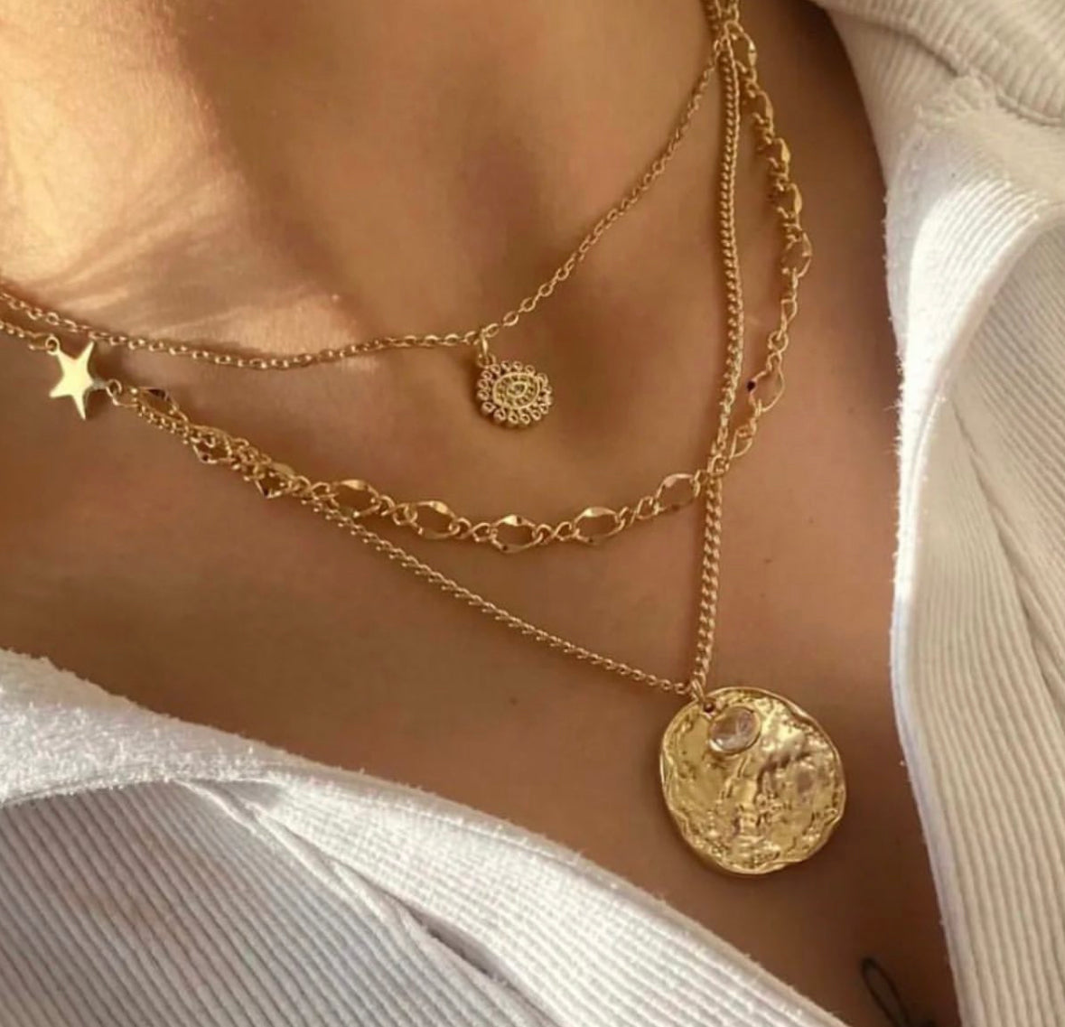 Layered Chain Set with Earrings